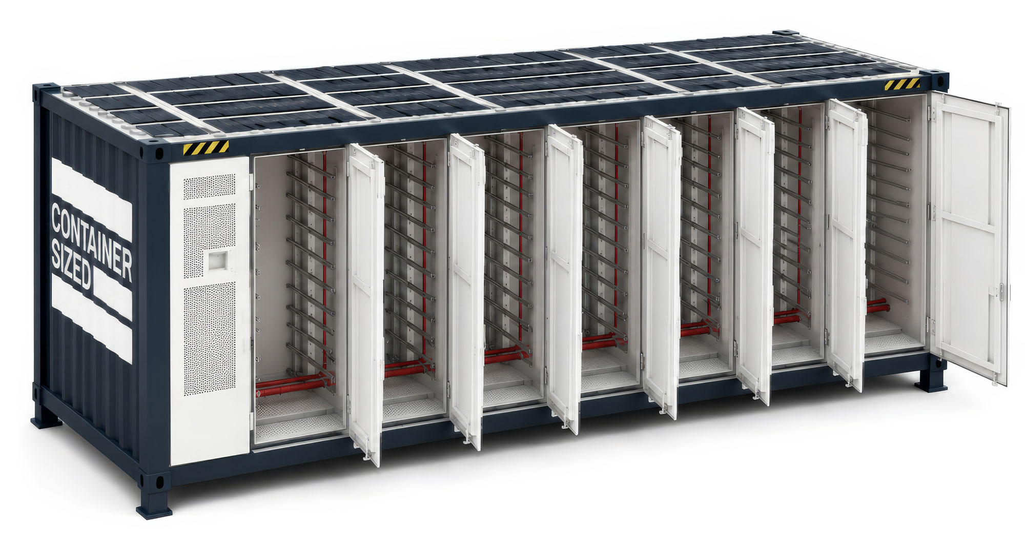 Custom containerized modular infrastructure system with integrated equipment bays