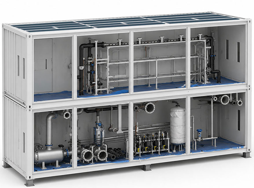 Containerized water treatment plant modular system for industrial applications