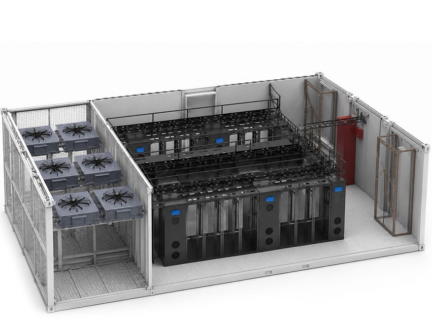 Containerized modular data center with integrated server rack infrastructure