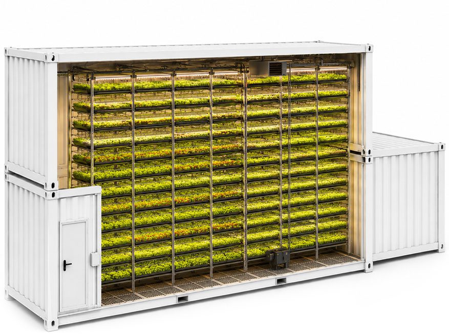 Controlled environment agriculture container module with vertical farming system